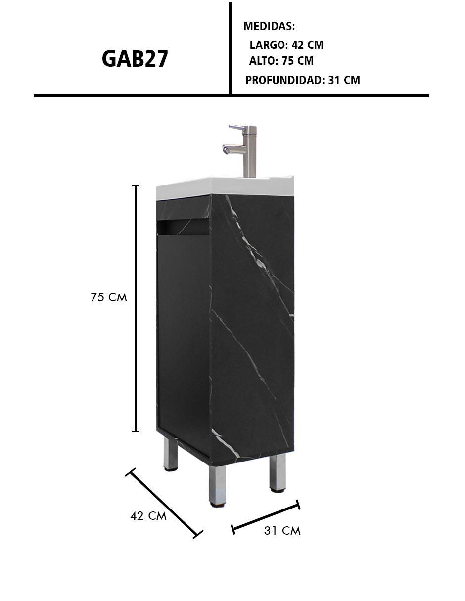 Foto 8 pulgar | Gabinete Para Baño Nala Con Lavabo Minimalista