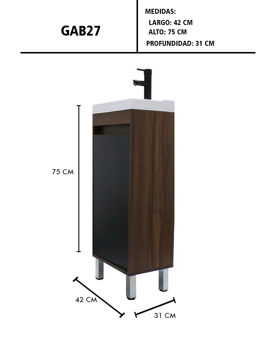 Foto 9 pulgar | Gabinete Para Baño Nala Con Lavabo Minimalista