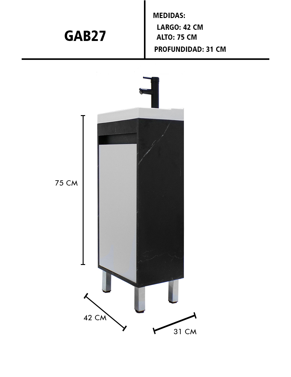 Foto 8 pulgar | Gabinete Para Baño Nala Con Lavabo Minimalista