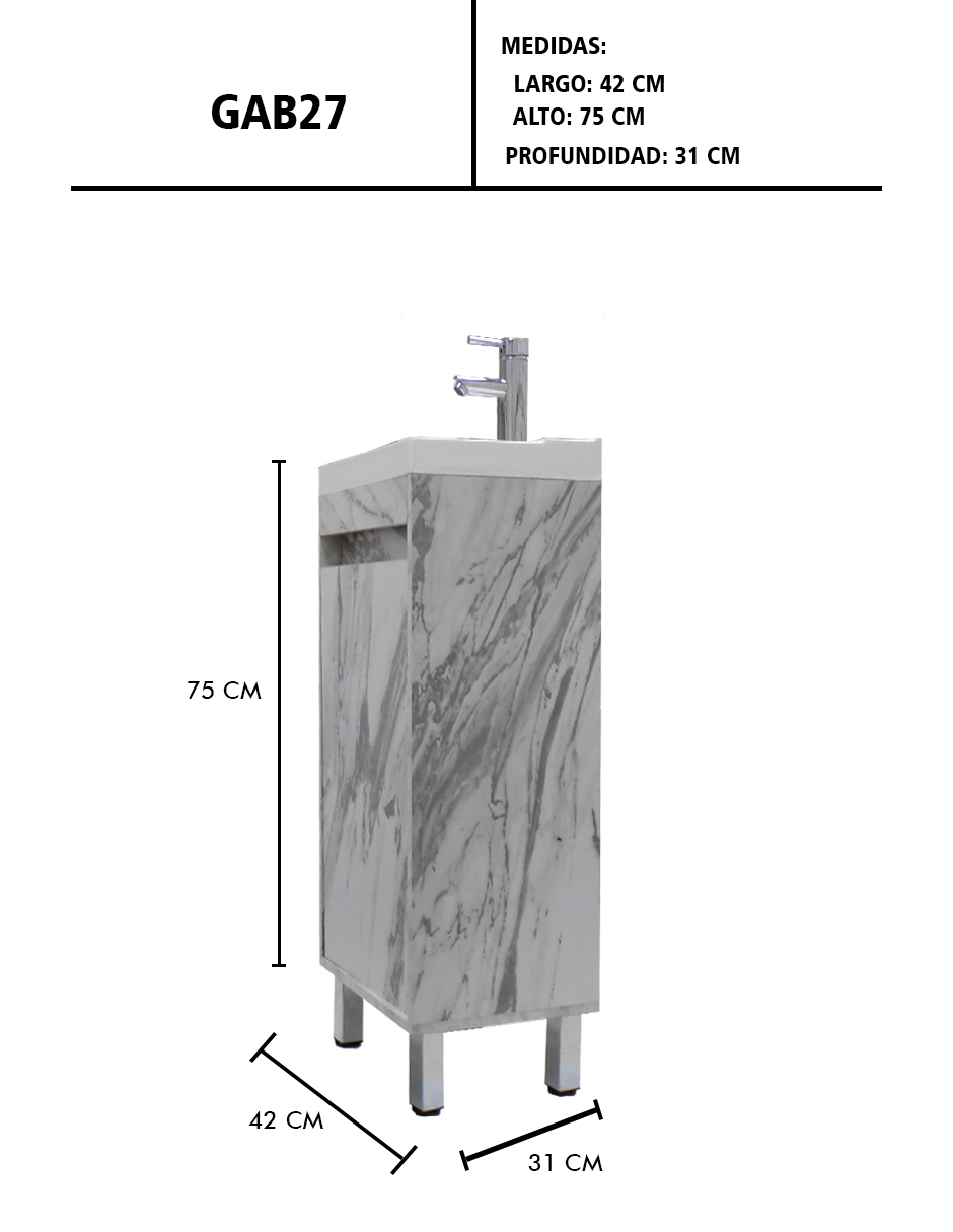 Foto 9 pulgar | Gabinete Para Baño Nala Con Lavabo Minimalista