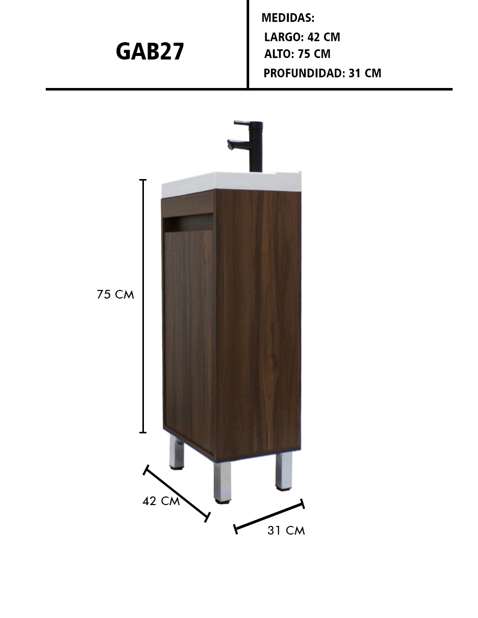 Foto 9 pulgar | Gabinete Para Baño Nala Con Lavabo Minimalista