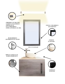 Foto 3 | Gabinete De Baño Para Lavabo Con Lampara Y Espejo Agnes