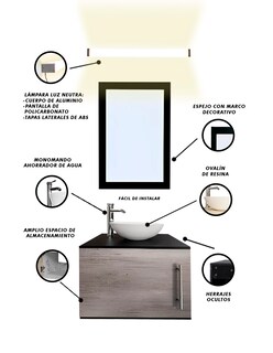 Foto 3 | Gabinete De Baño Para Lavabo Con Lampara Y Espejo Agnes