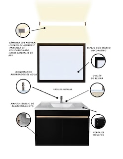 Foto 3 | Gabinete De Baño Con Lavabo Con Espejo Y Lampara Vinvent