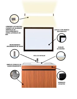 Foto 3 | Gabinete De Baño Con Lavabo Con Espejo Y Lampara Vinvent