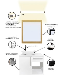 Foto 3 | Gabinete Para Baño Con Lavabo Con Lampara Y Espejo Agatha