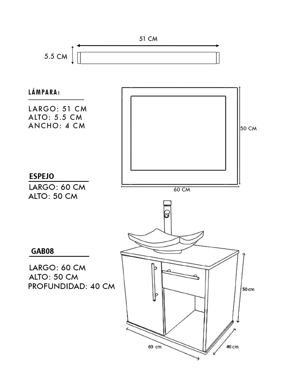 Foto 9 pulgar | Gabinete Para Baño Con Lavabo Con Lampara Y Espejo Agatha