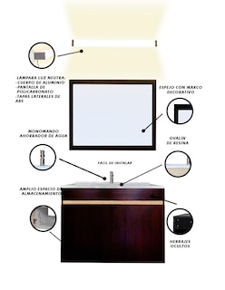 Foto 3 | Gabinete De Baño Con Lavabo Con Espejo Y Lampara Vinvent