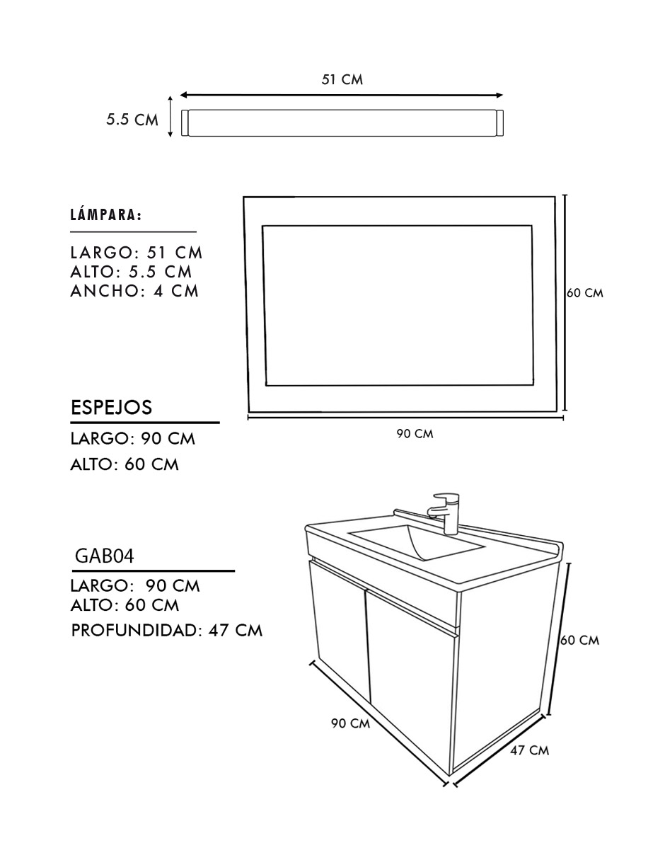 Foto 8 | Gabinete De Baño Con Lavabo Con Espejo Y Lampara Vinvent