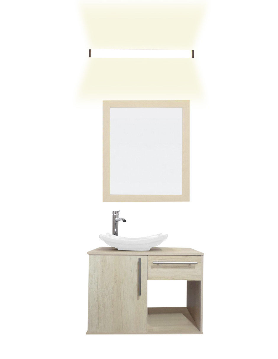 Gabinete Para Baño Con Lavabo Con Lampara Y Espejo Agatha