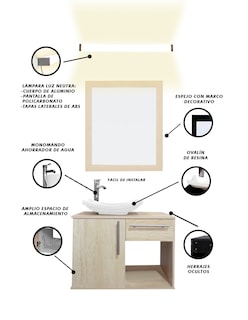 Foto 3 | Gabinete Para Baño Con Lavabo Con Lampara Y Espejo Agatha