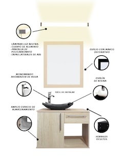 Foto 3 | Gabinete Para Baño Con Lavabo Con Lampara Y Espejo Agatha