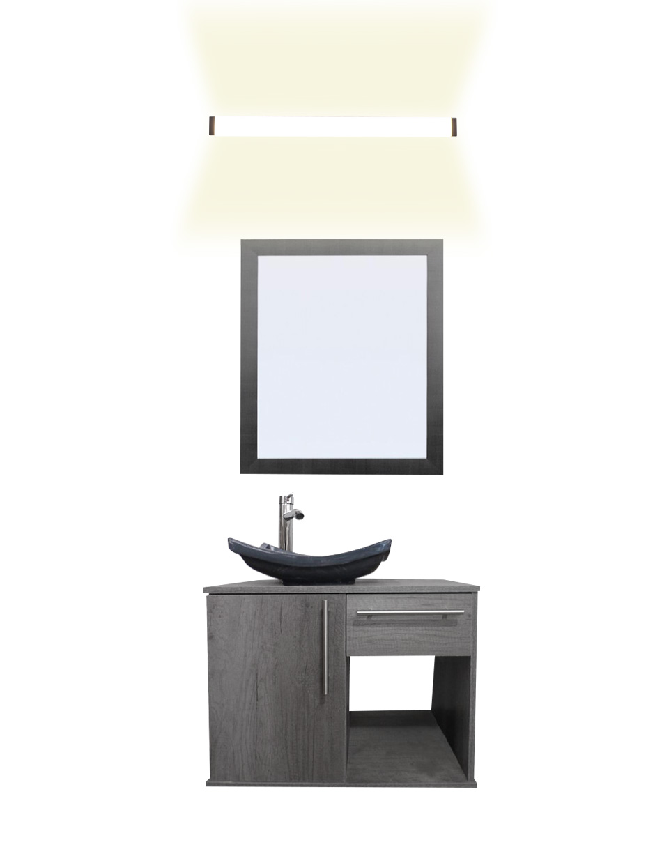 Gabinete Para Baño Con Lavabo Con Lampara Y Espejo Agatha