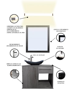 Foto 3 | Gabinete Para Baño Con Lavabo Con Lampara Y Espejo Agatha