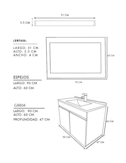 Foto 8 | Gabinete De Baño Con Lavabo Con Espejo Y Lampara Vinvent