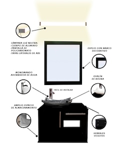 Foto 3 | Gabinete Para Baño Con Lavabo Con Lampara Y Espejo Agatha