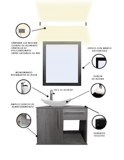 Foto 3 | Gabinete Para Baño Con Lavabo Con Lampara Y Espejo Agatha