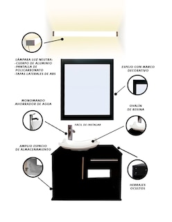 Foto 3 | Gabinete Para Baño Con Lavabo Con Lampara Y Espejo Agatha