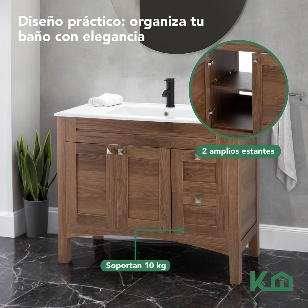 Foto 5 pulgar | Mueble Gabinete Para Baño Lavamanos Lavabo Cajones Y Estante