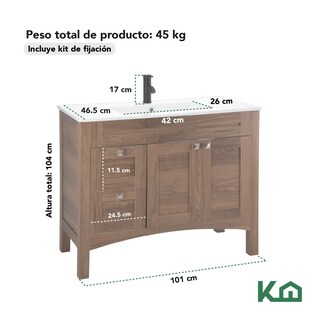 Foto 5 | Mueble Gabinete Para Baño Lavamanos Lavabo Cajones Y Estante