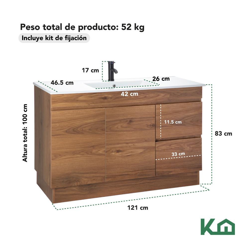 Foto 6 pulgar | Mueble Gabinete Para Baño Lavamanos Lavabo 2 Cajones Estante