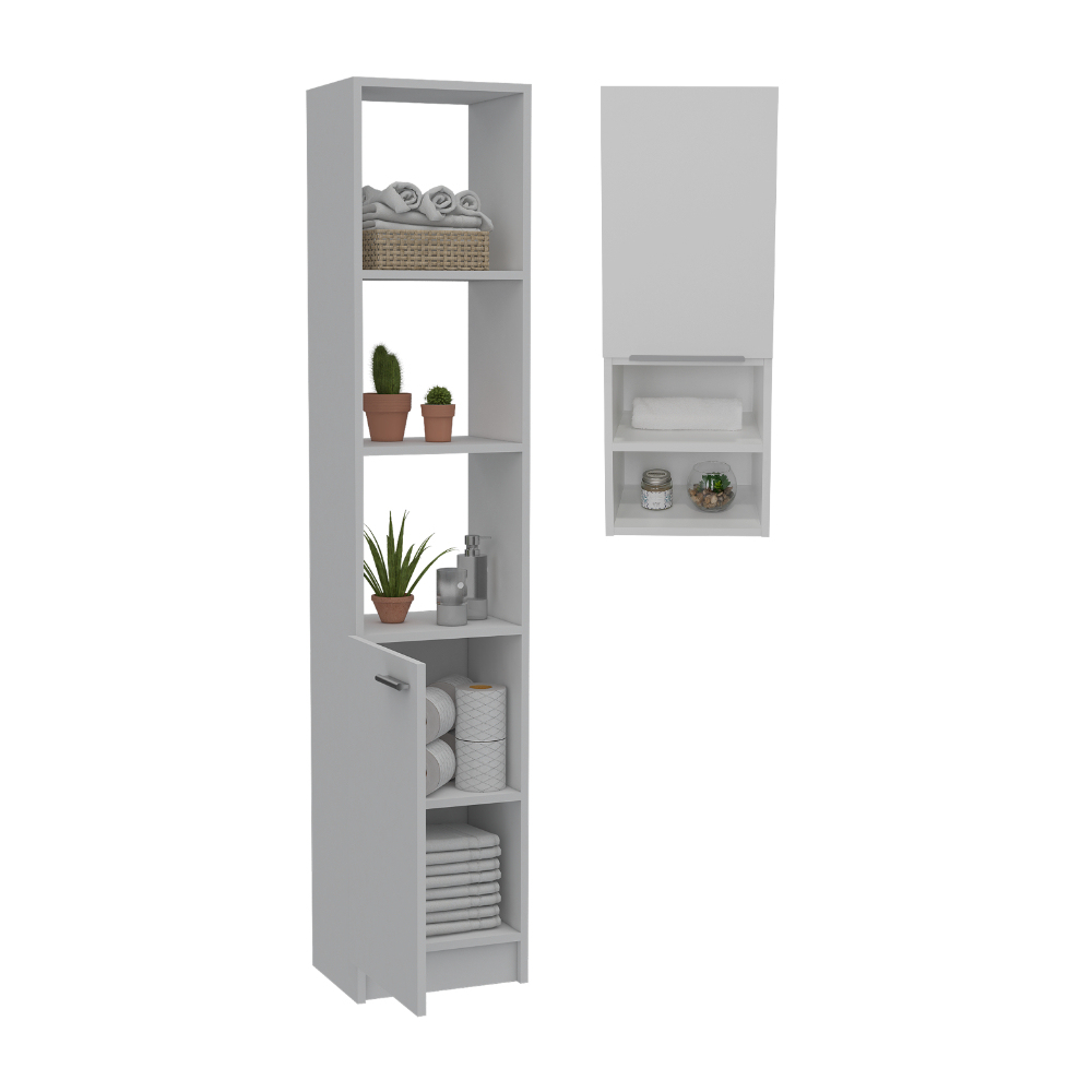 Mueble Esquinero con Gabinete para Baño Blancos 2 Piezas