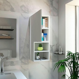 Foto 3 | Mueble Esquinero con Gabinete para Baño Blancos 2 Piezas