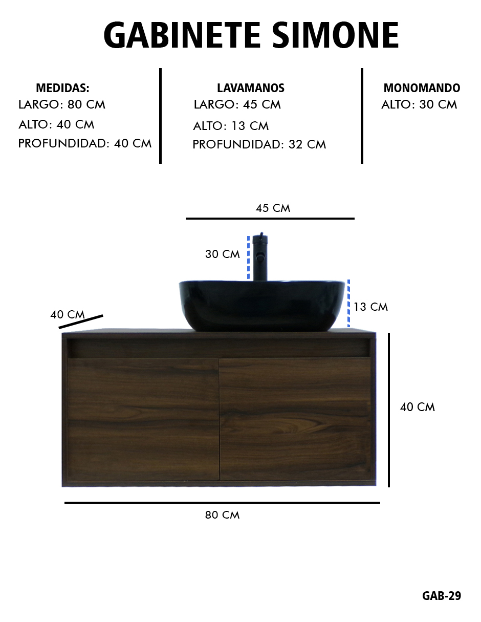 Foto 9 pulgar | Gabinete Para Baño  Con Lavabo Y Monomando Simone