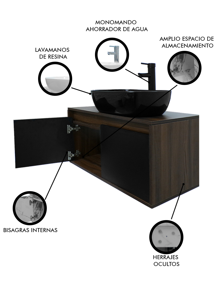 Foto 4 pulgar | Gabinete Para Baño  Con Lavabo Y Monomando Simone
