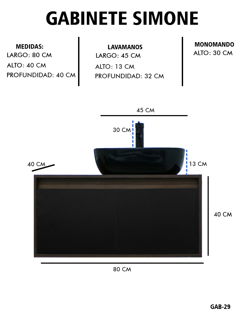 Foto 9 pulgar | Gabinete Para Baño  Con Lavabo Y Monomando Simone