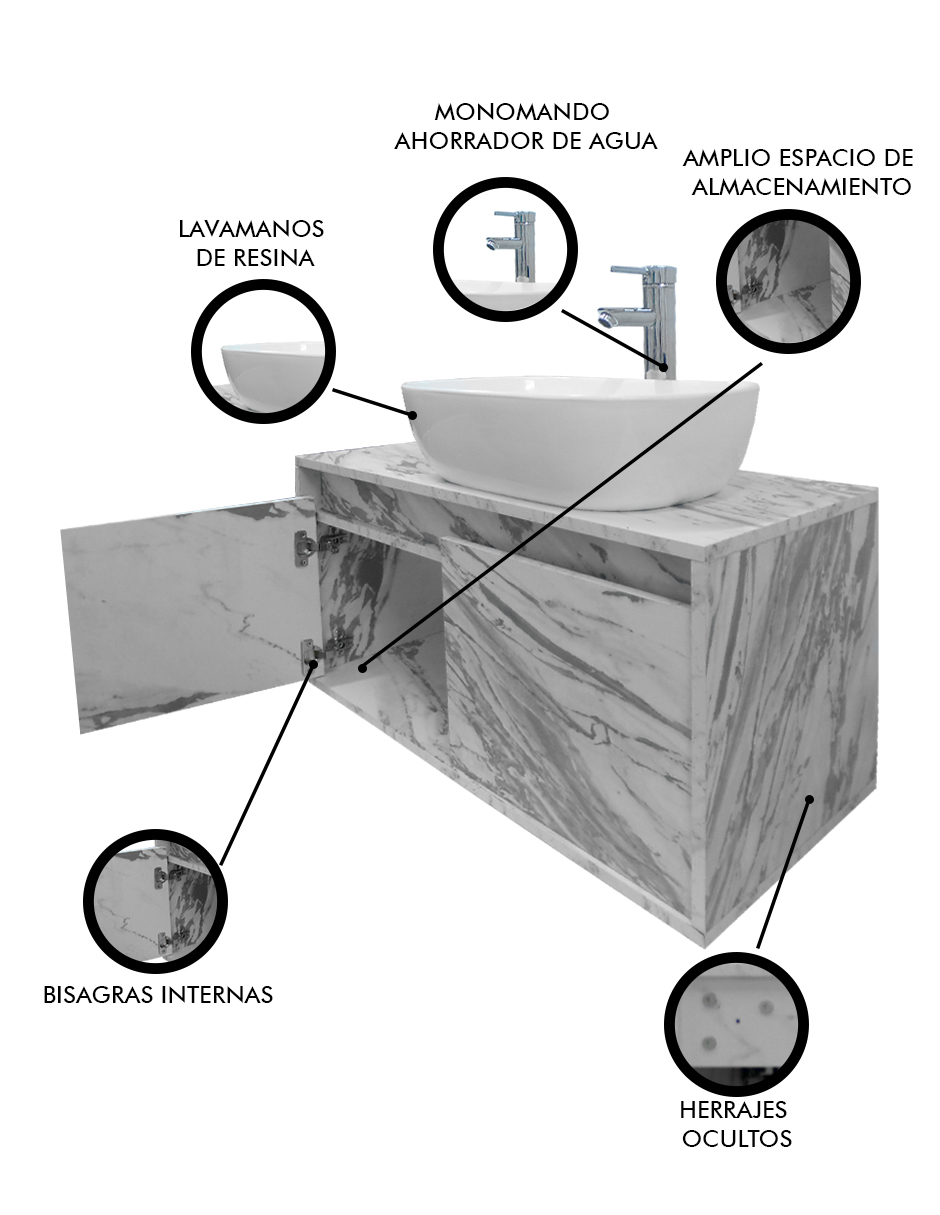 Foto 4 pulgar | Gabinete Para Baño  Con Lavabo Y Monomando Simone