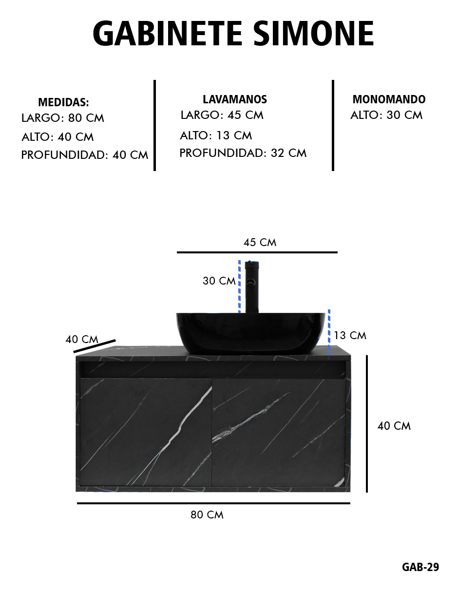 Foto 9 pulgar | Gabinete Para Baño  Con Lavabo Y Monomando Simone