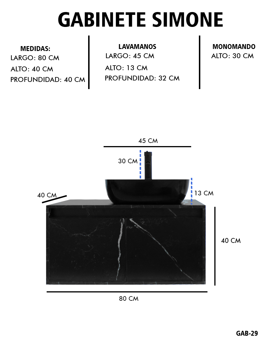 Foto 9 pulgar | Gabinete Para Baño  Con Lavabo Y Monomando Simone