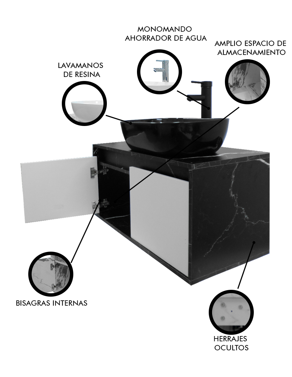 Foto 4 pulgar | Gabinete Para Baño  Con Lavabo Y Monomando Simone