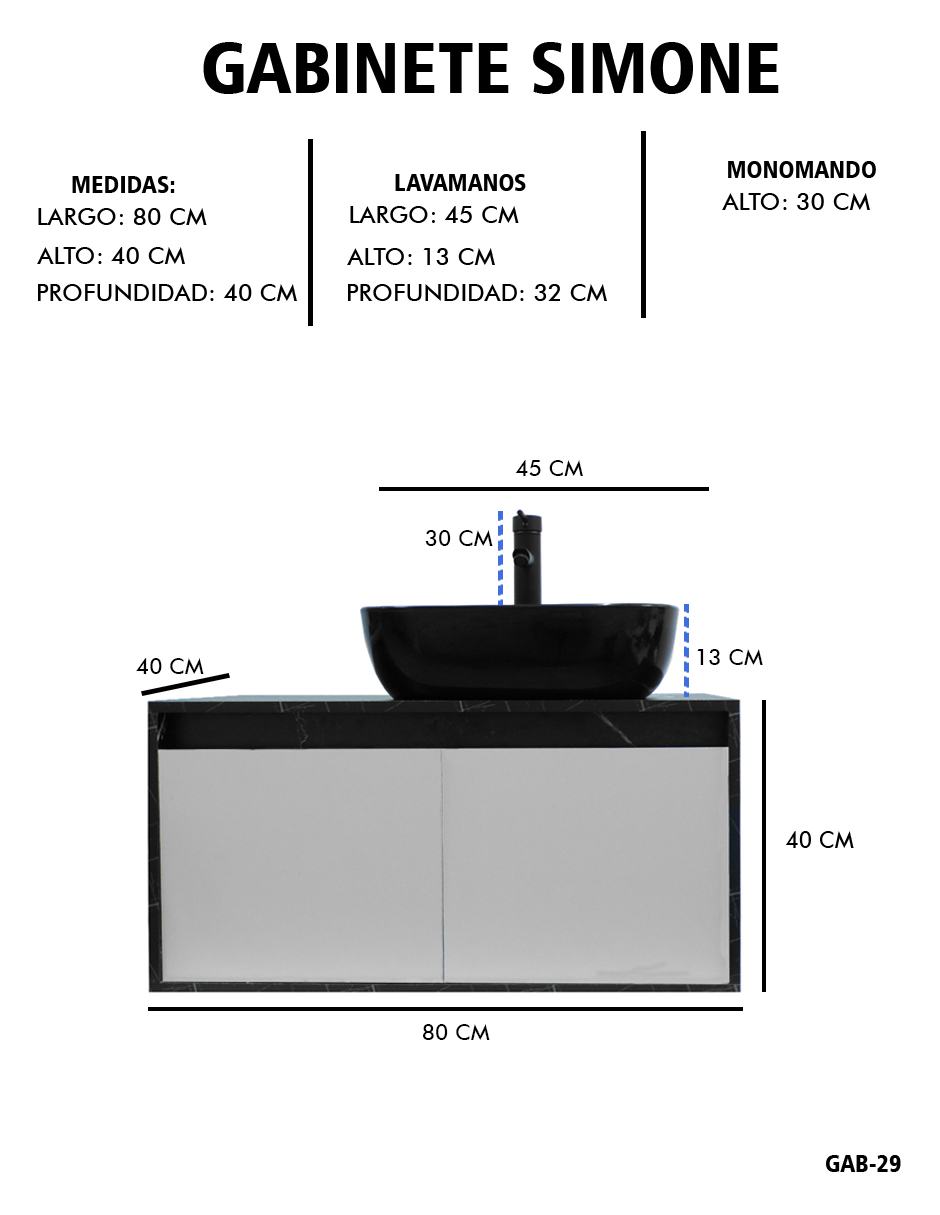 Foto 9 pulgar | Gabinete Para Baño  Con Lavabo Y Monomando Simone