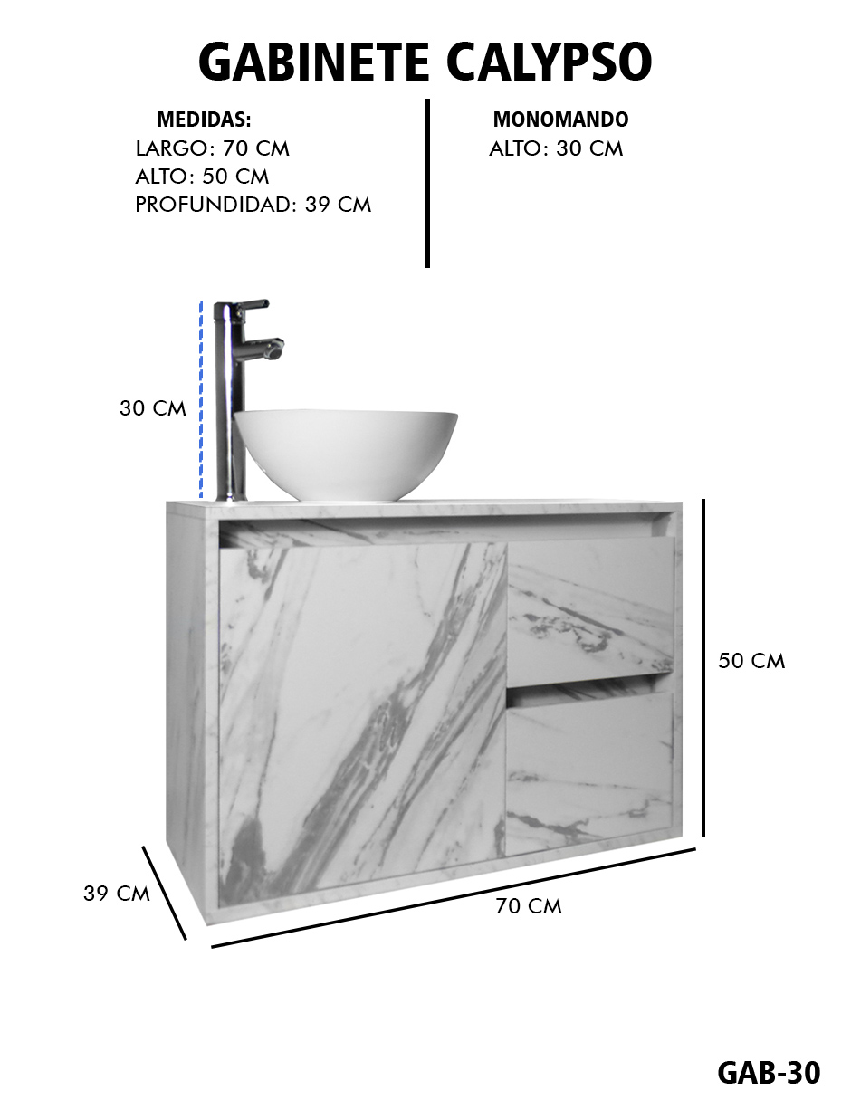 Foto 8 pulgar | Gabinete Para Baño Calypso Ovalin Y Llave Minimalista, Gabinete Flotante Para Lavabo