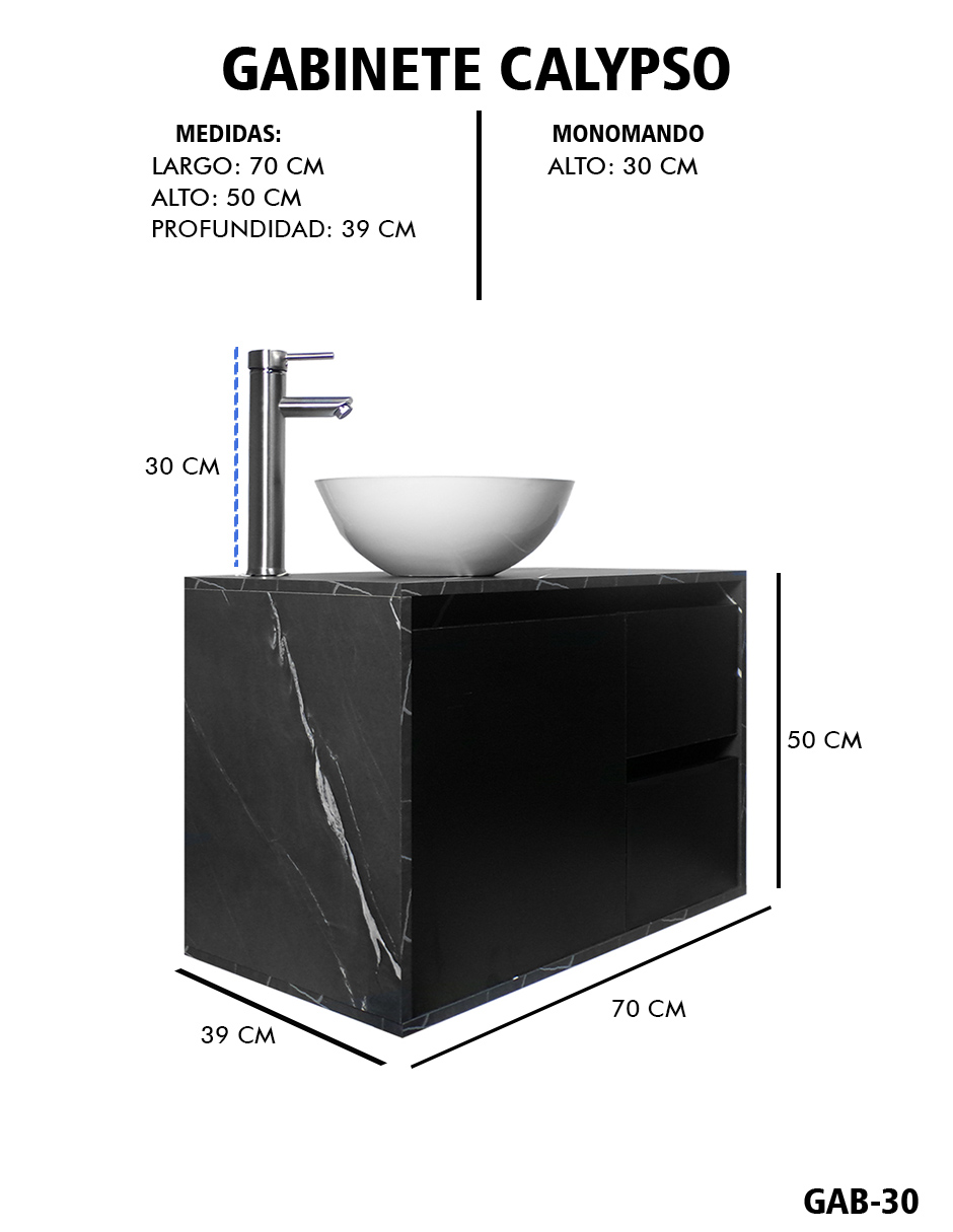 Foto 7 | Gabinete Para Baño Calypso Ovalin Y Llave Minimalista, Gabinete Flotante Para Lavabo