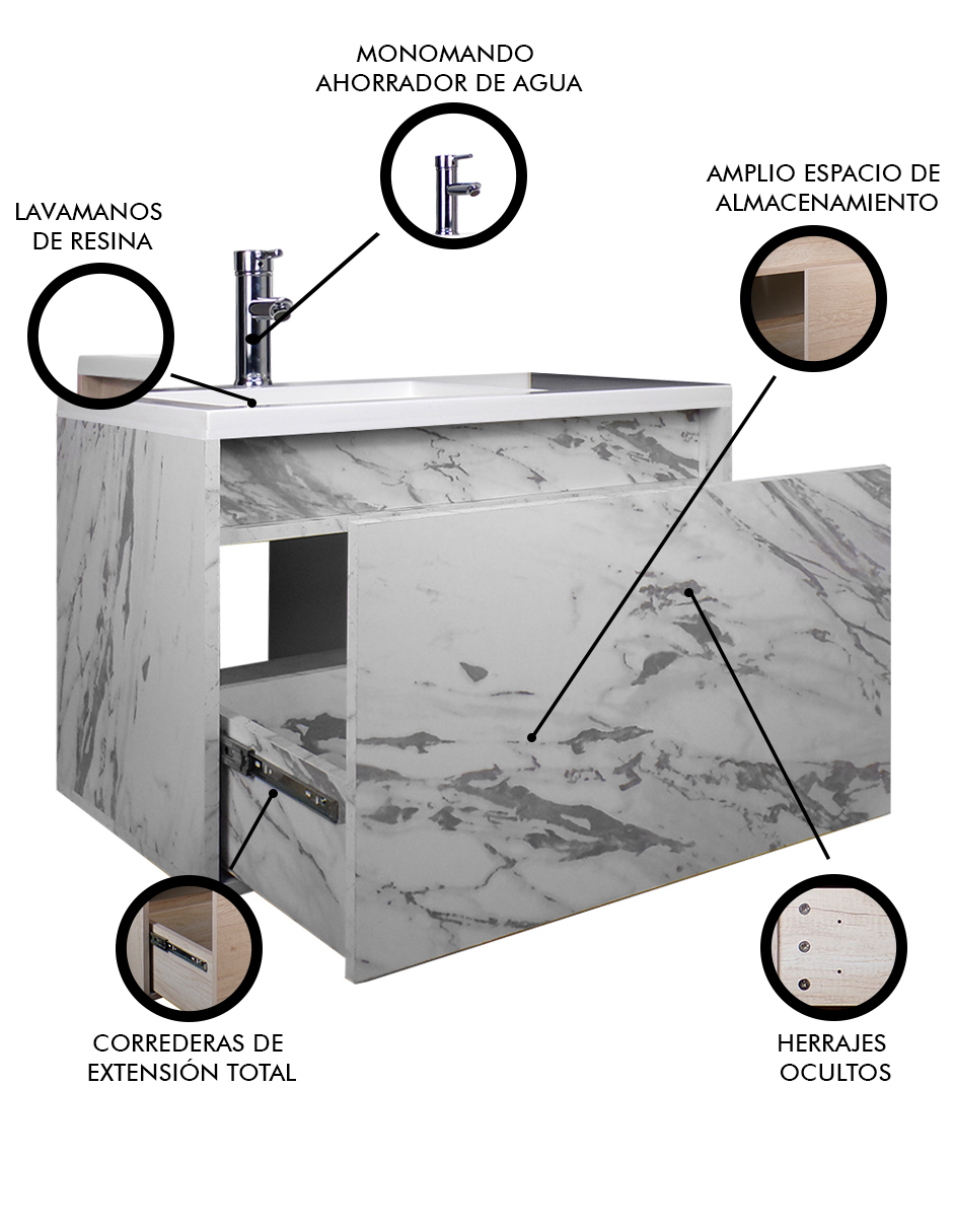 Foto 4 pulgar | Gabinete De Baño Turner Con Lavabo Con Llave Minimalista