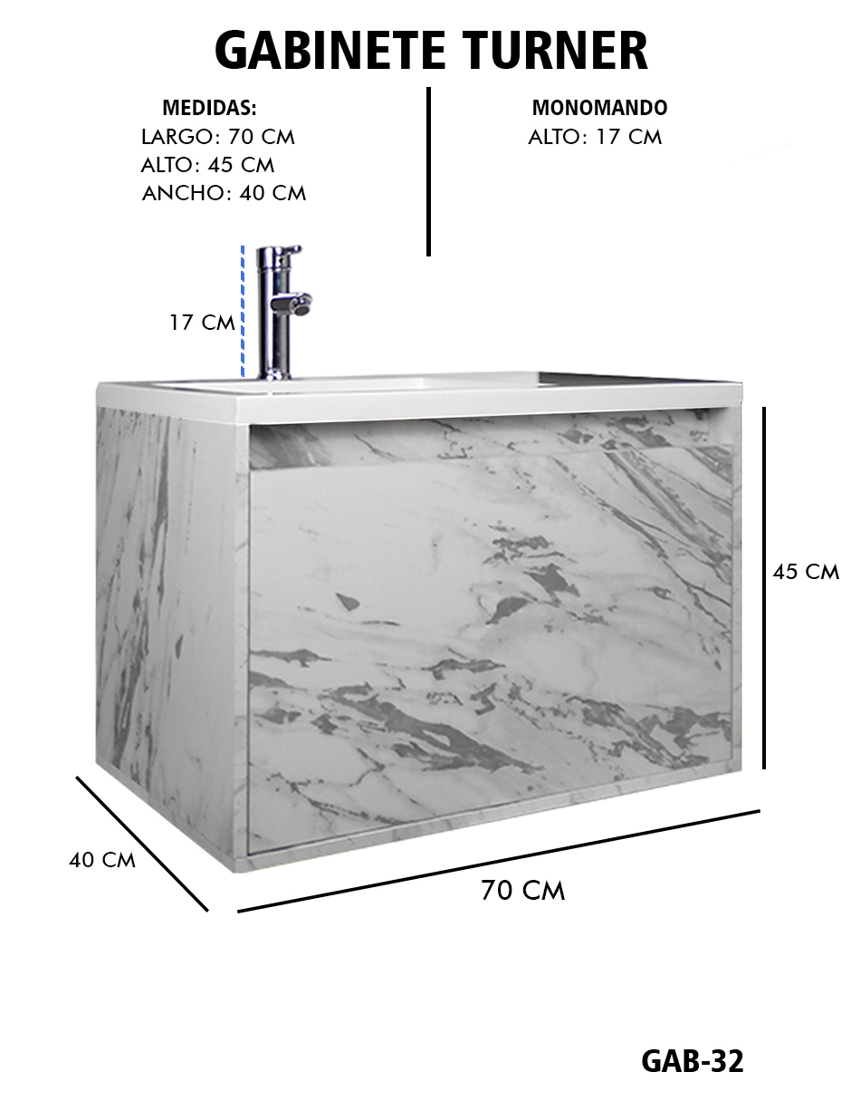 Foto 7 pulgar | Gabinete De Baño Turner Con Lavabo Con Llave Minimalista