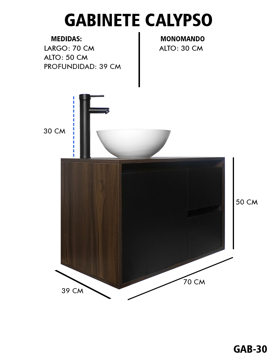 Foto 7 pulgar | Gabinete Para Baño Calypso  Ovalin Y Llave Minimalista, Gabinete Flotante Para Lavabo