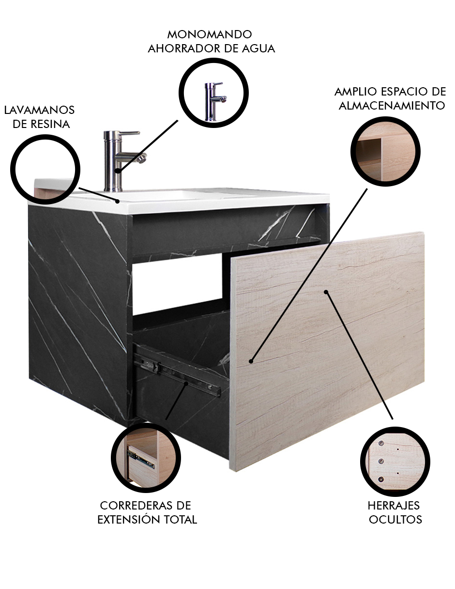 Foto 4 pulgar | Gabinete De Baño Turner Con Lavabo Con Llave Minimalista