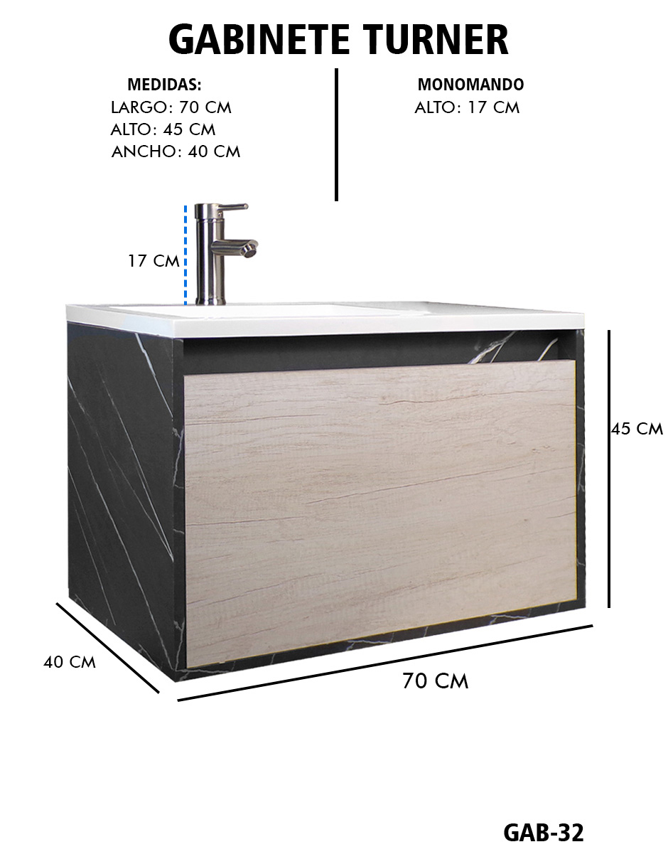 Foto 7 pulgar | Gabinete De Baño Turner Con Lavabo Con Llave Minimalista