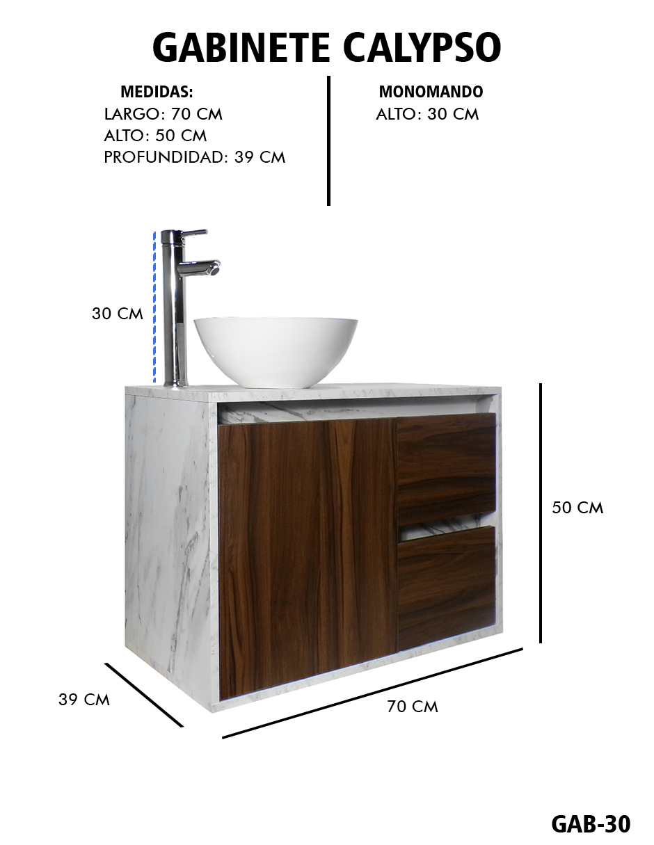 Foto 8 pulgar | Gabinete Para Baño Calypso Ovalin Y Llave Minimalista, Gabinete Flotante Para Lavabo