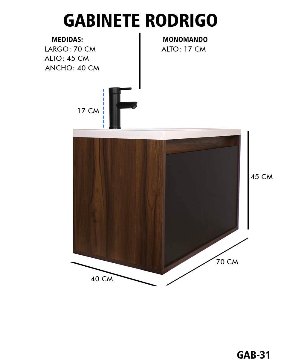 Foto 6 | Gabinete De Baño Rodrigo Con Lavabo Minimalista Con Llave