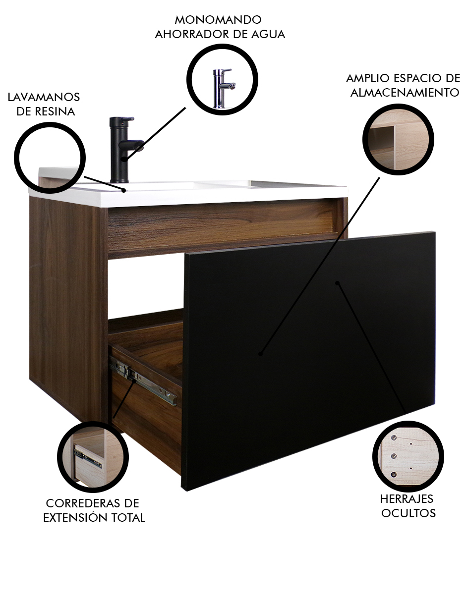 Foto 3 | Gabinete De Baño Turner Con Lavabo Con Llave Minimalista