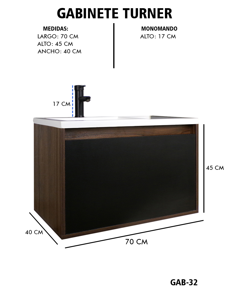 Foto 7 pulgar | Gabinete De Baño Turner Con Lavabo Con Llave Minimalista