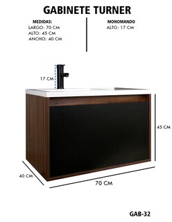 Foto 6 | Gabinete De Baño Turner Con Lavabo Con Llave Minimalista