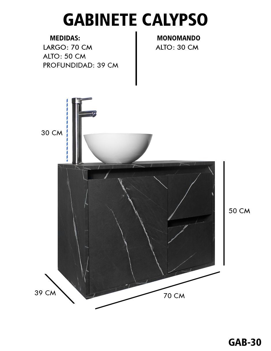 Foto 8 pulgar | Gabinete Para Baño Calypso Ovalin Y Llave Minimalista, Gabinete Flotante Para Lavabo