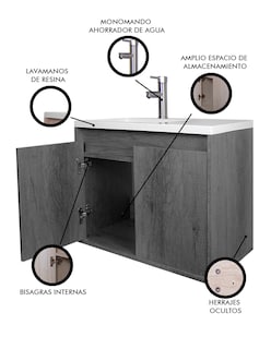 Foto 3 | Gabinete De Baño Rodrigo Con Lavabo Minimalista Con Llave