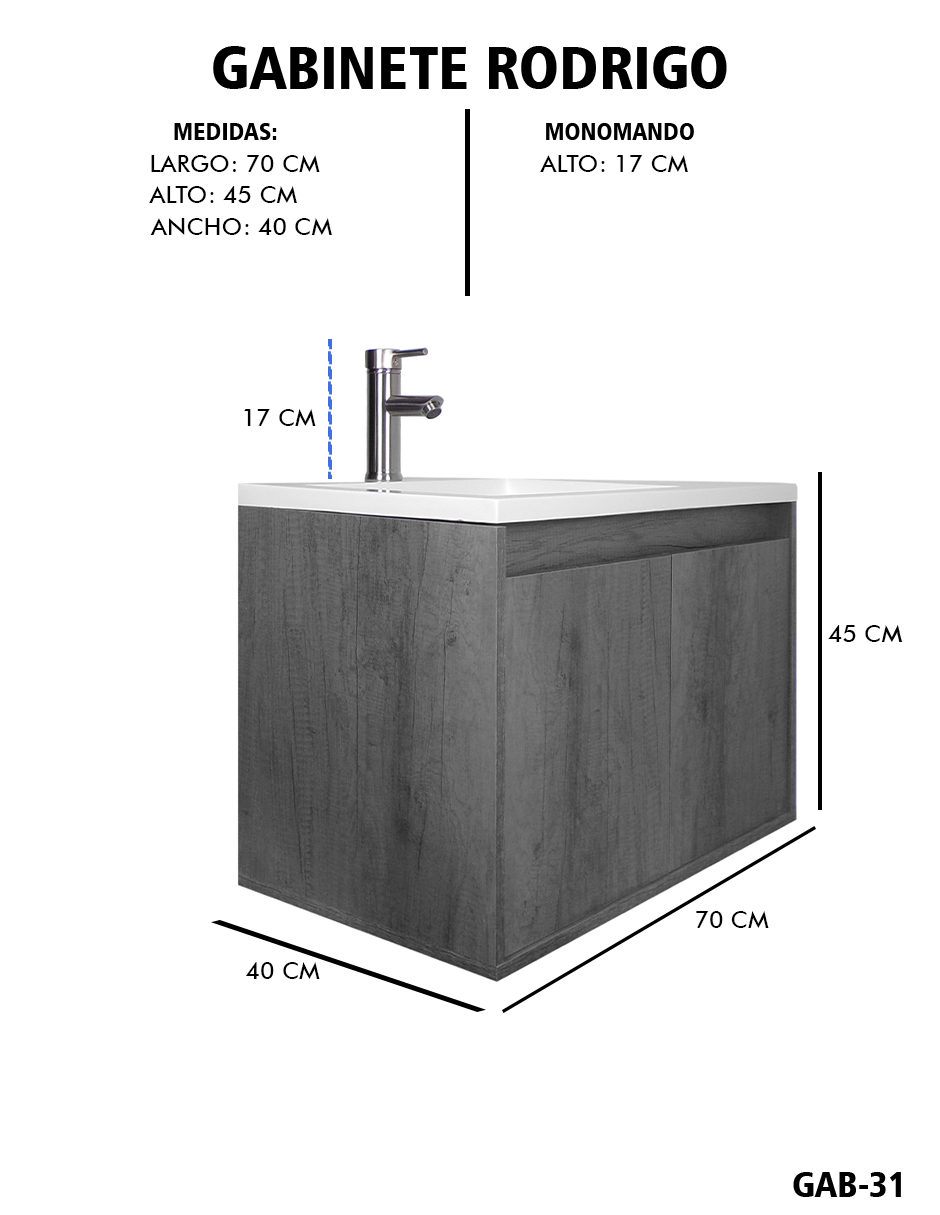 Foto 7 pulgar | Gabinete De Baño Rodrigo Con Lavabo Minimalista Con Llave